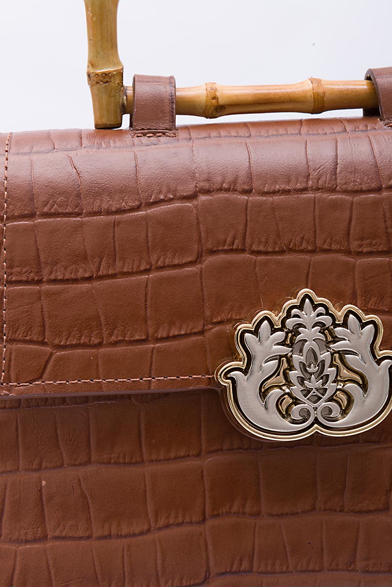 Bolsa Top Handle Média MAXI CROCO PECAN