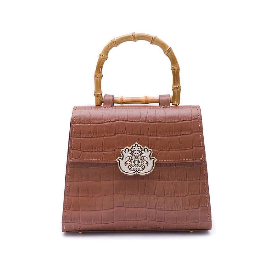 Bolsa Top Handle Média MAXI CROCO PECAN