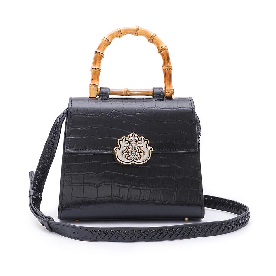 BOLSA TP HANDLE MÉDIA MAXI CROCO PRETO