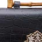 BOLSA TP HANDLE MÉDIA MAXI CROCO PRETO