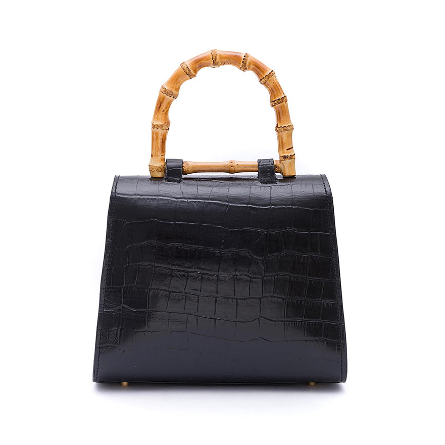 BOLSA TP HANDLE MÉDIA MAXI CROCO PRETO