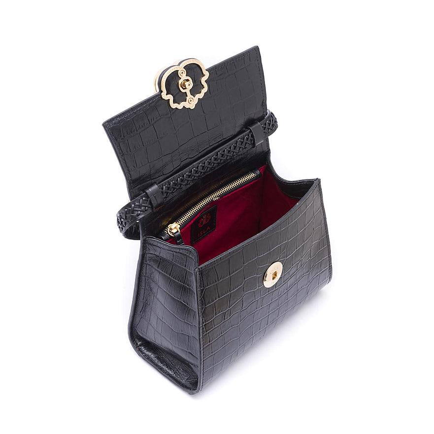BOLSA TP HANDLE MÉDIA MAXI CROCO PRETO