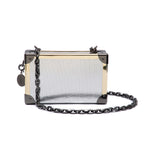 CLUTCH  TRUNK COURO METALIZADO SPECCHIO PRATA