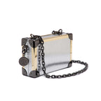 CLUTCH  TRUNK COURO METALIZADO SPECCHIO PRATA