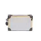 CLUTCH  TRUNK COURO METALIZADO SPECCHIO PRATA