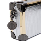 CLUTCH  TRUNK COURO METALIZADO SPECCHIO PRATA