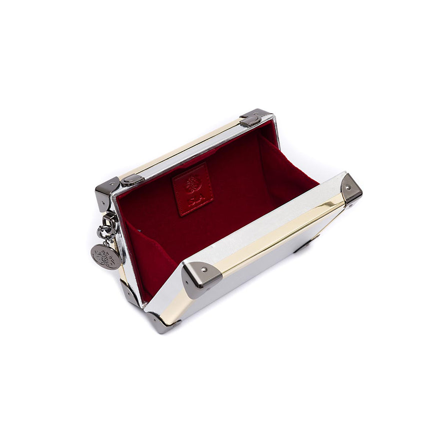 CLUTCH  TRUNK COURO METALIZADO SPECCHIO PRATA