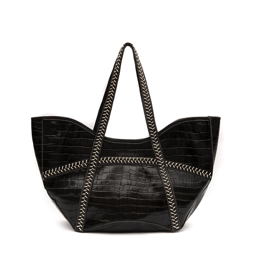 BOLSA TOTE MAIA MAXI CROCO PRETO