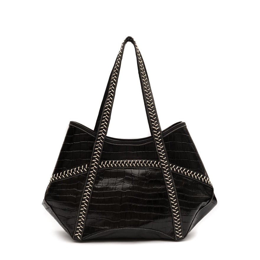 BOLSA TOTE MAIA MAXI CROCO PRETO