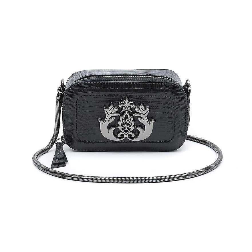 MINI BOLSA DANCE EM COURO PRETO ONIX LIZARD