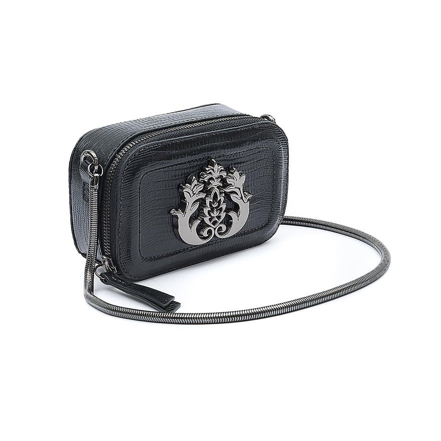 MINI BOLSA DANCE EM COURO PRETO ONIX LIZARD