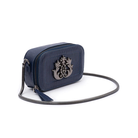 BOLSA MINI  DANCE EM COURO LIZARD MARINHO