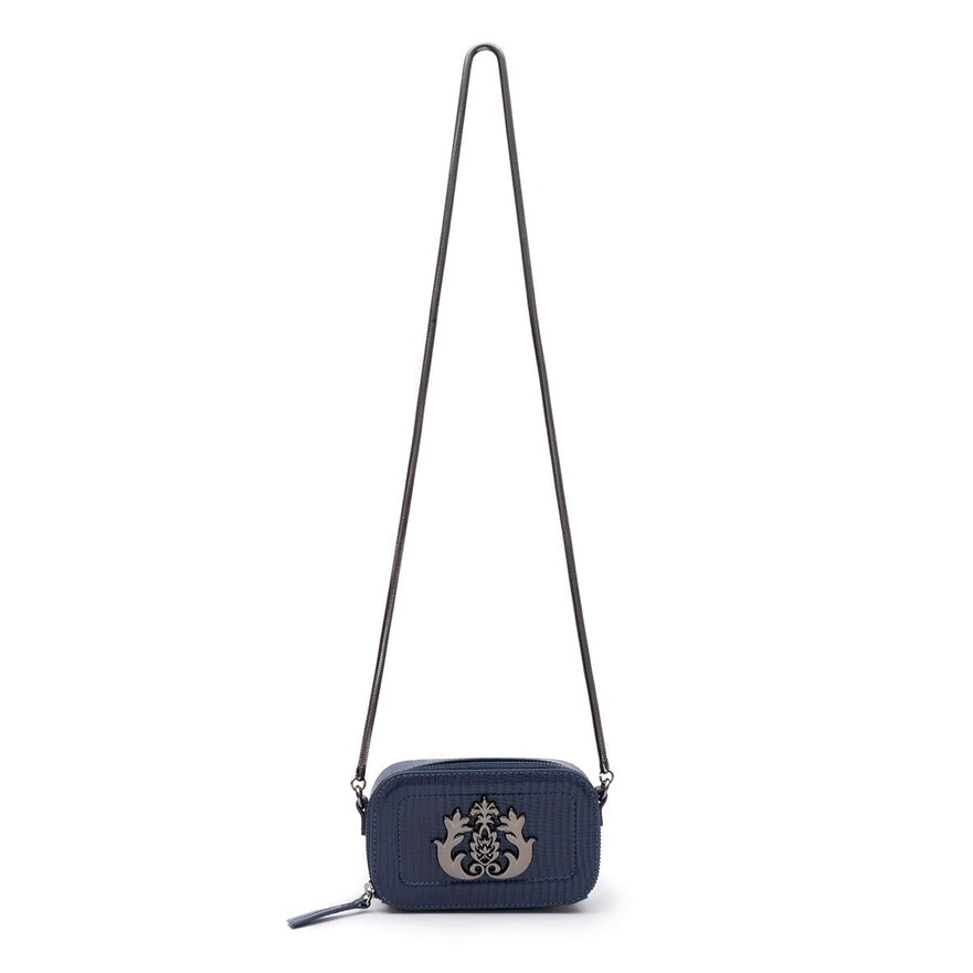 BOLSA MINI  DANCE EM COURO LIZARD MARINHO