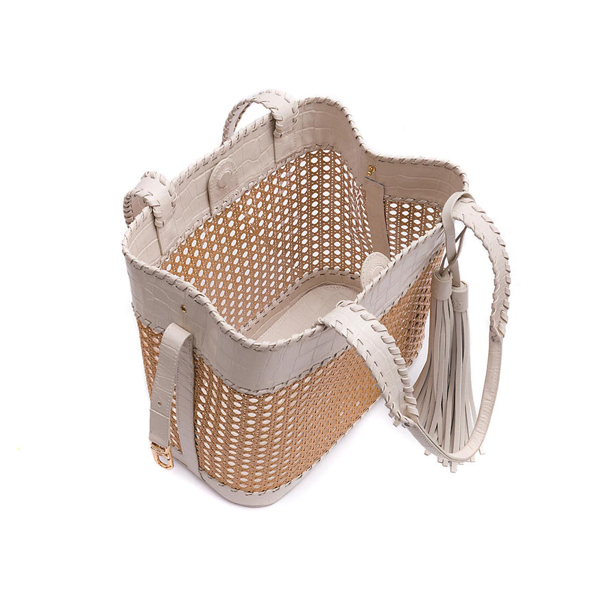 BOLSA TOTE PALHA SEXTAVADA GRANDE MAXI CROCO CHANTILLY