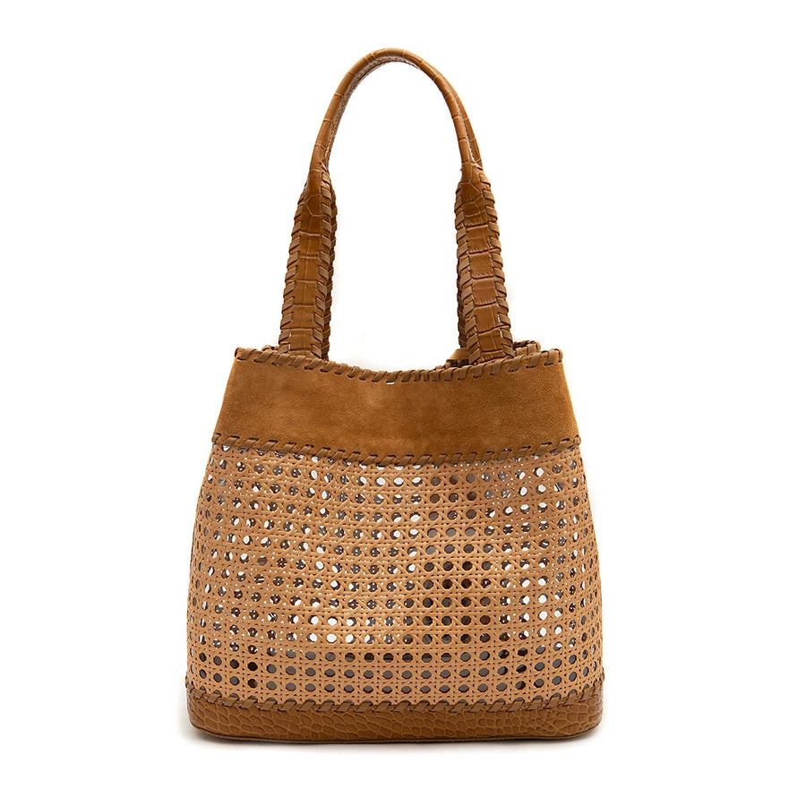 BOLSA TOTE PALHA SEXTVADA GRANDE CAMURÇA CAIMAN MEL