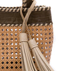 BOLSA TOTE PALHA  SEXTAVADA MÉDIA MAXI CROCO OLIVA
