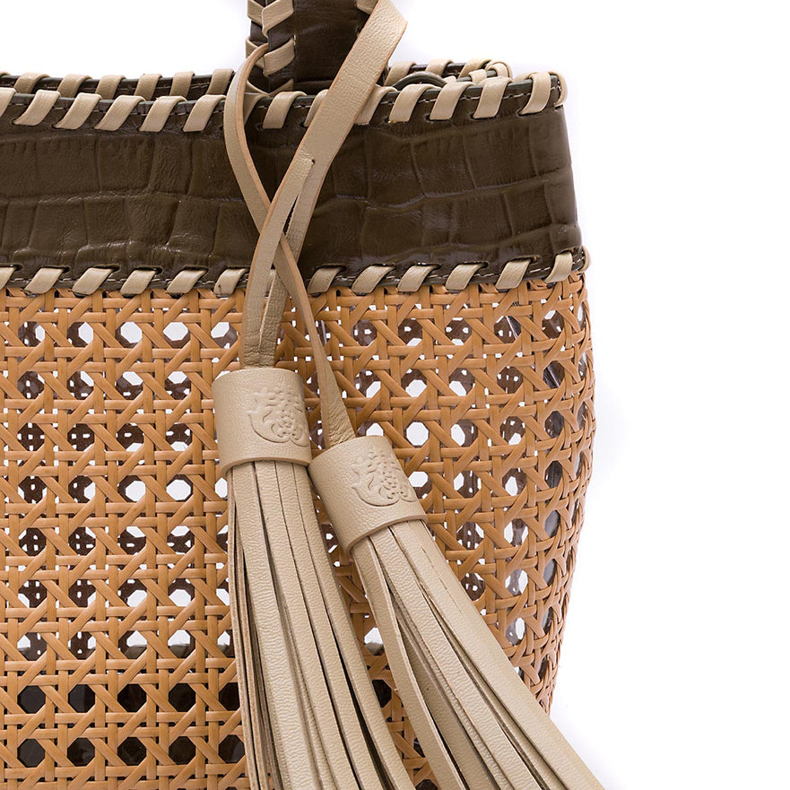 BOLSA TOTE PALHA  SEXTAVADA MÉDIA MAXI CROCO OLIVA