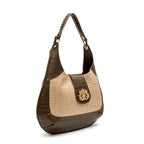 BOLSA MOON MAXI CROCO OLIVA PALHA DAMIER NATURAL