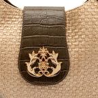 BOLSA MOON MAXI CROCO OLIVA PALHA DAMIER NATURAL