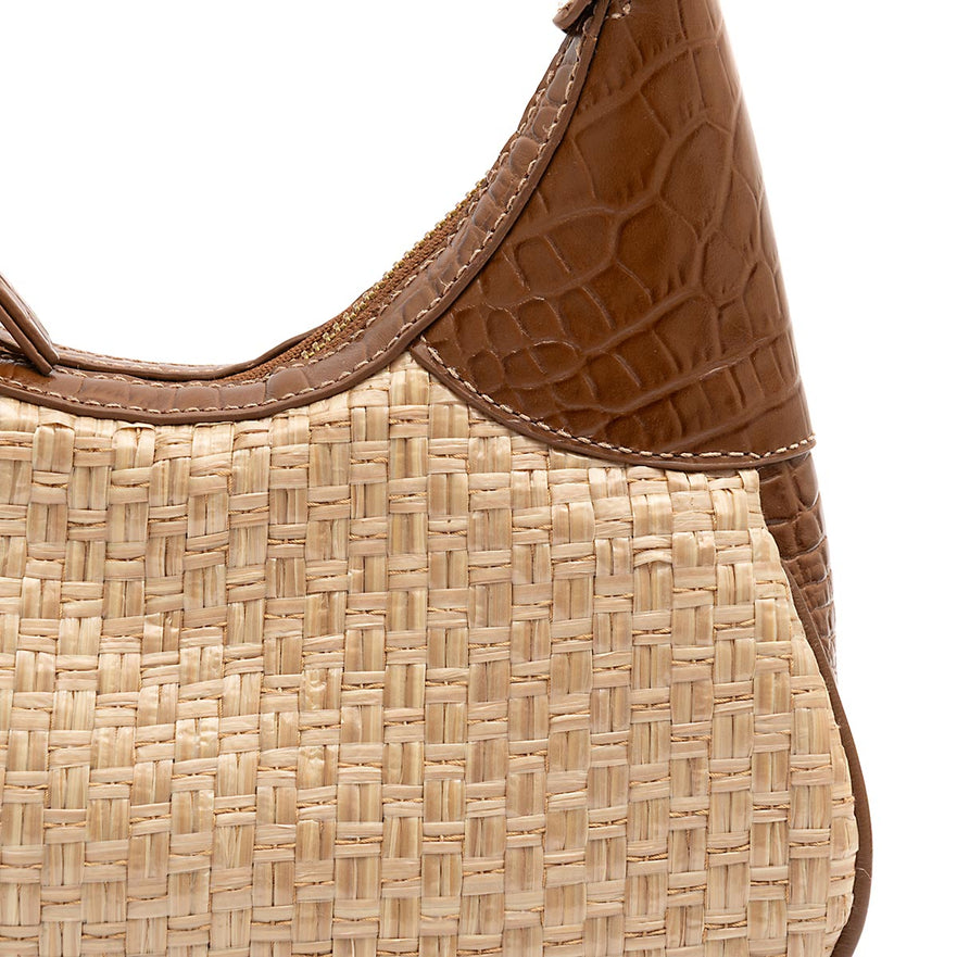 BOLSA MOON HOBO NEW CROCO AVELÃ PALHA DAMIER NATURAL