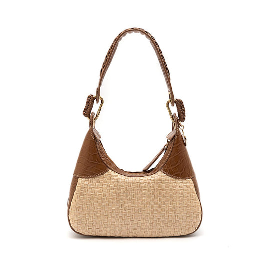 BOLSA MOON HOBO NEW CROCO AVELÃ PALHA DAMIER NATURAL