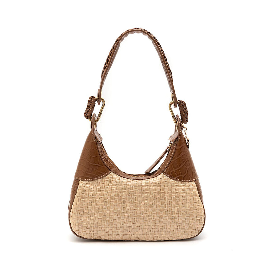 BOLSA MOON HOBO NEW CROCO AVELÃ PALHA DAMIER NATURAL