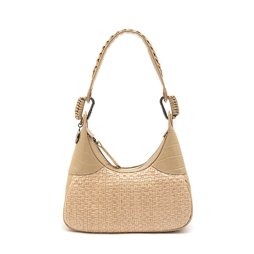 BOLSA MOON HOBO MAXI CROCO NATA PALHA DAMIER NATURAL