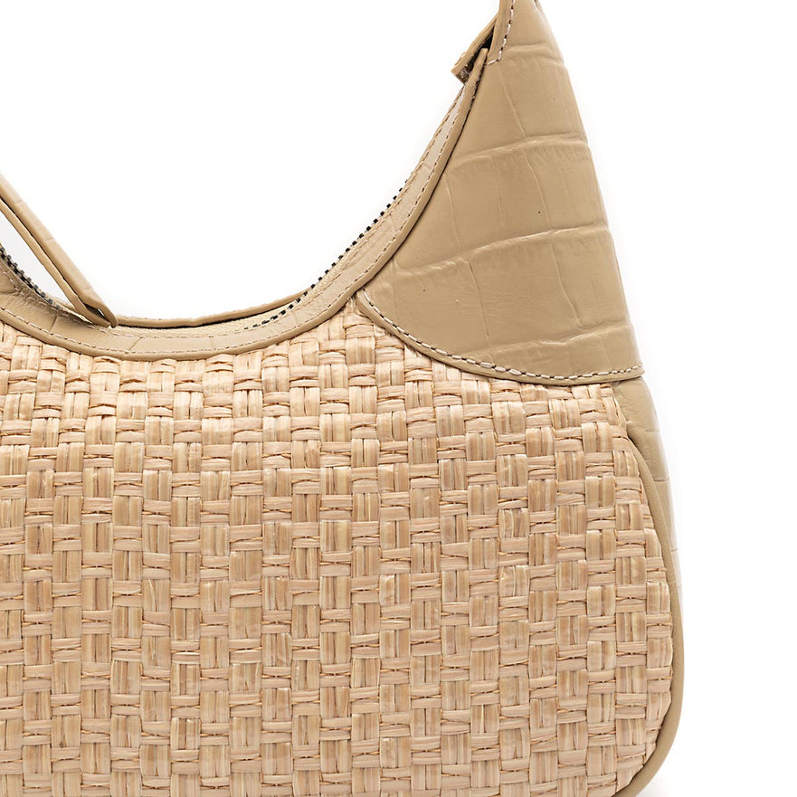 BOLSA MOON HOBO MAXI CROCO NATA PALHA DAMIER NATURAL