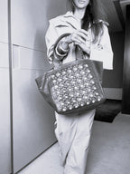 BOLSA TOTE TRESSÊ MAXI SOFT AVELÃ PALHA DAMIER NATURAL
