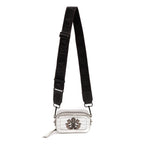 MINI BOLSA DANCE ALÇA ESPORTIVA COURO NEW CROCO PRATA ONIX