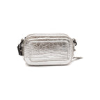MINI BOLSA DANCE ALÇA ESPORTIVA COURO NEW CROCO PRATA ONIX