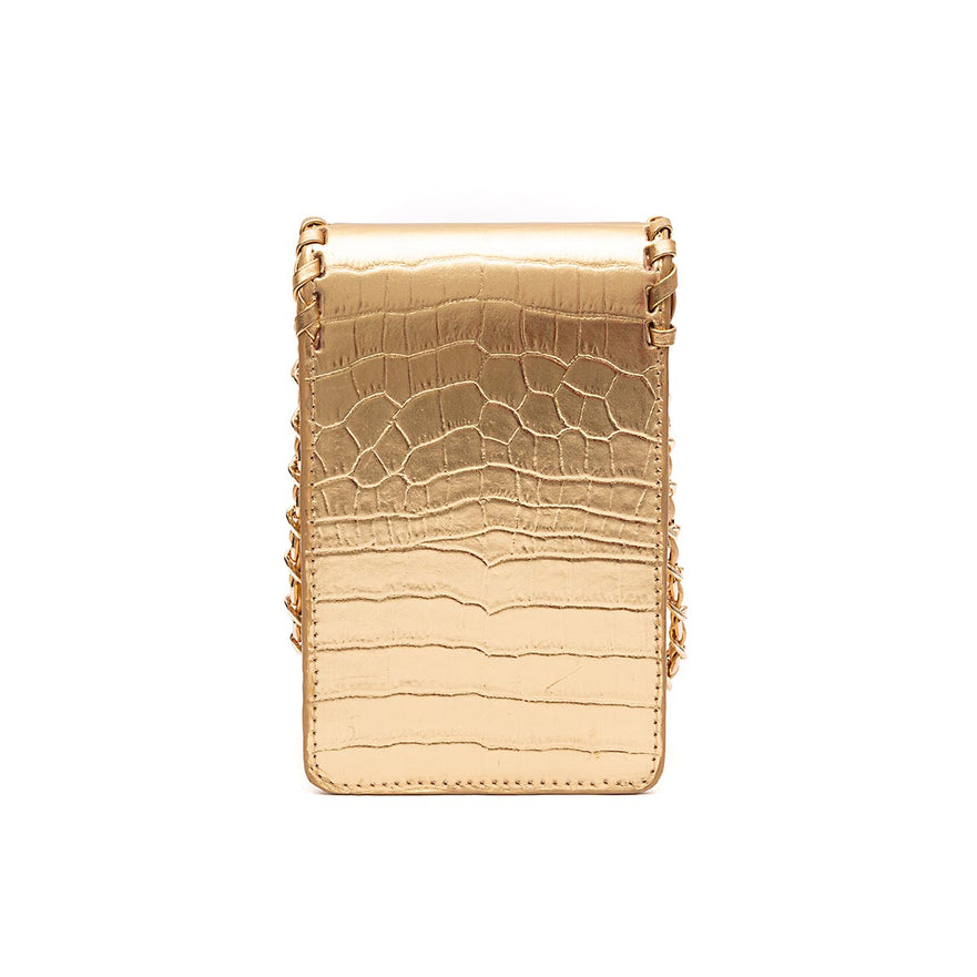 MINI POUCH PALHA SEXTAVADA NEW CROCO NEW GOLD