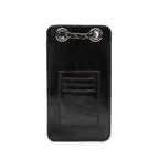 POUCH ANNE COM TAMPA EM COURO GLOSS PRETO ONIX