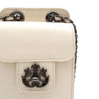 POUCH ANNE COM TAMPA EM COURO GLOSS VANILLA ONIX