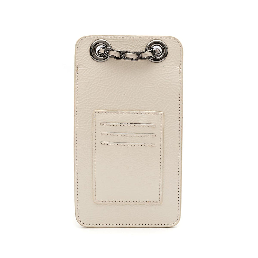 POUCH ANNE COM TAMPA EM COURO GLOSS VANILLA ONIX