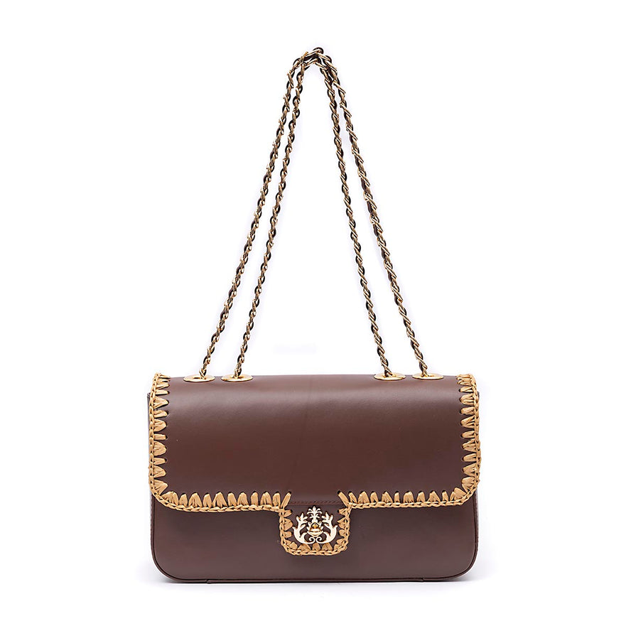 BOLSA ANNE JUMBO COURO WHASHED PINHÃO CROCHÊ NATURAL