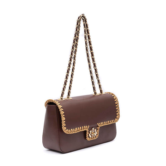 BOLSA ANNE JUMBO COURO WHASHED PINHÃO CROCHÊ NATURAL