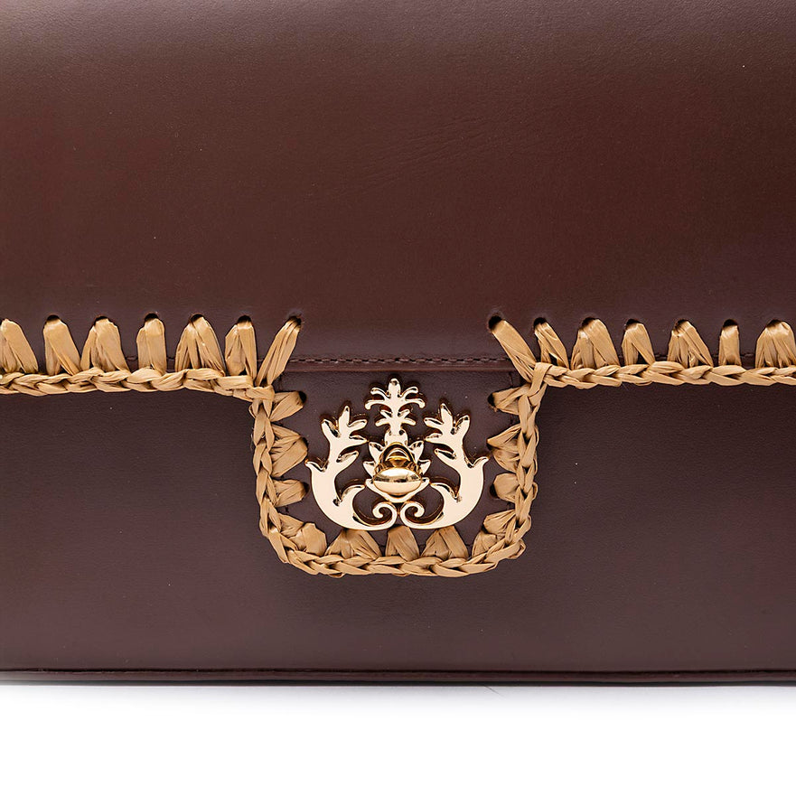 BOLSA ANNE JUMBO COURO WHASHED PINHÃO CROCHÊ NATURAL