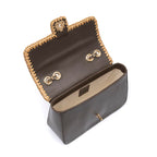 BOLSA ANNE JUMBO COURO WASHED OLIVA CROCHÊ NATURAL
