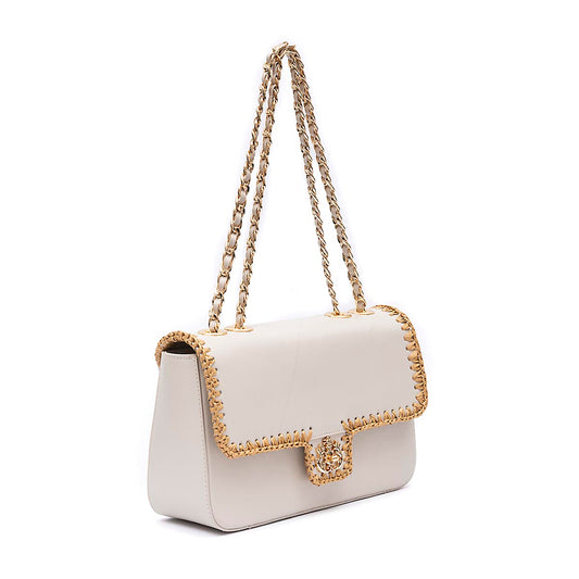 BOLSA ANNE JUMBO COURO WASHED CHANTILLY CROCHÊ NATURAL