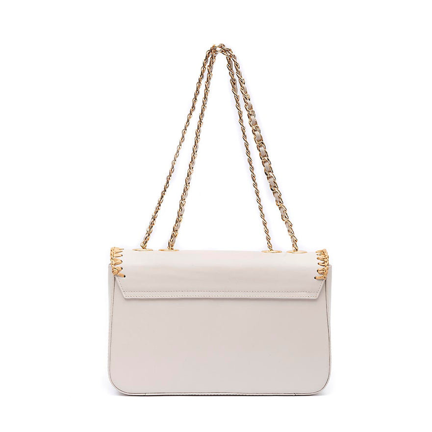 BOLSA ANNE JUMBO COURO WASHED CHANTILLY CROCHÊ NATURAL