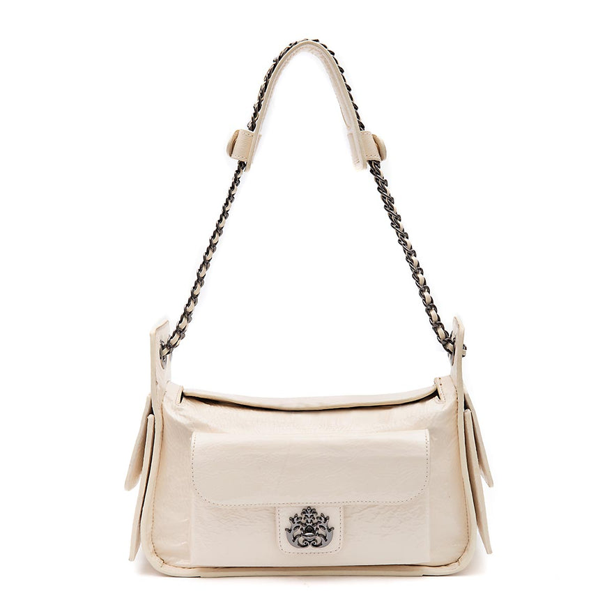 BOLSA ANNE HOBO MULTIPOCKETS EM COURO GLOSS VANILLA ONIX