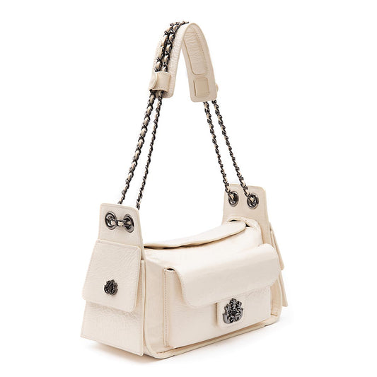 BOLSA ANNE HOBO MULTIPOCKETS EM COURO GLOSS VANILLA ONIX