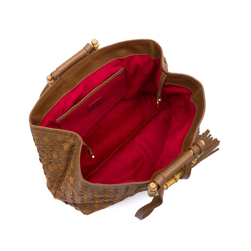 BOLSA SHOPPING TOTE TRESSÊ CAMURÇA CAVIAR AVELÃ