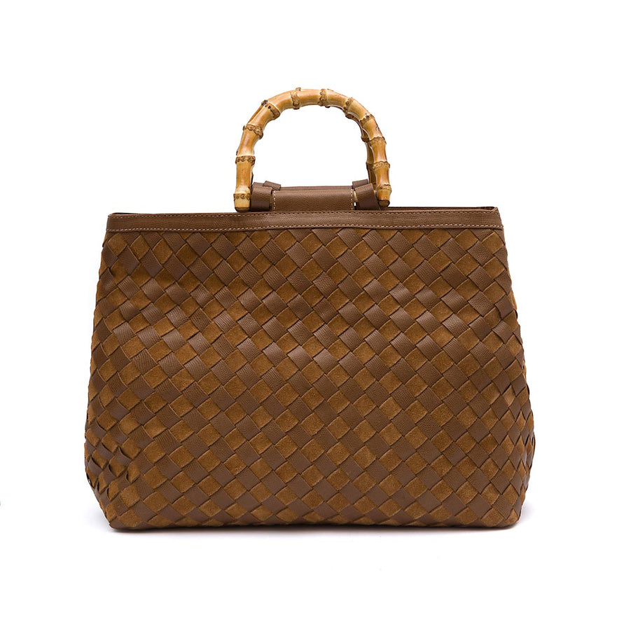 BOLSA SHOPPING TOTE TRESSÊ CAMURÇA CAVIAR AVELÃ