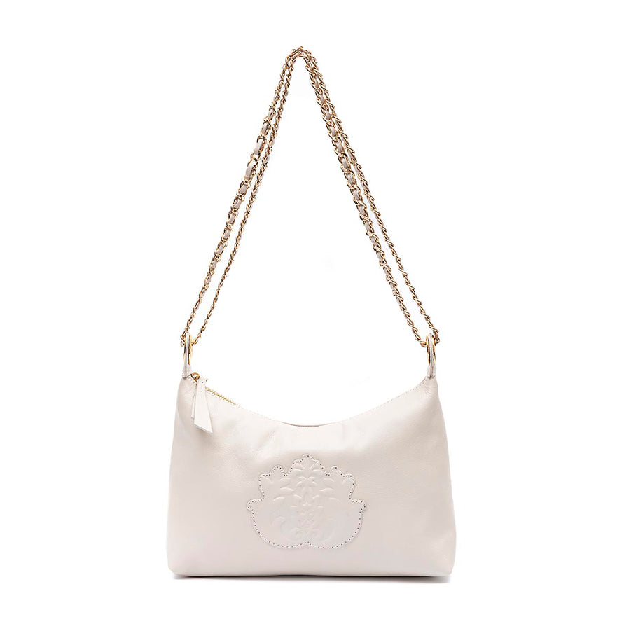BOLSA DAYSE CROSSBODY PEQUENA EM COURO SMOOTH CHANTILLY OURO