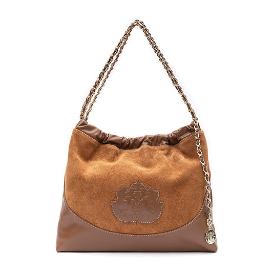 BOLSA DAYSE CROSSBODY PEQUENA CAMURÇA AVELÃ OURO