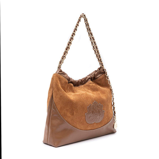 BOLSA DAYSE CROSSBODY PEQUENA CAMURÇA AVELÃ OURO