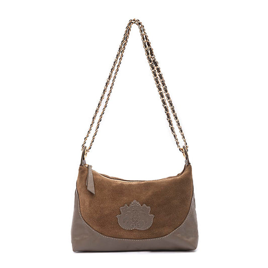 BOLSA DAYSE CROSSBODY PEQUENA CAMURÇA OLIVA OURO