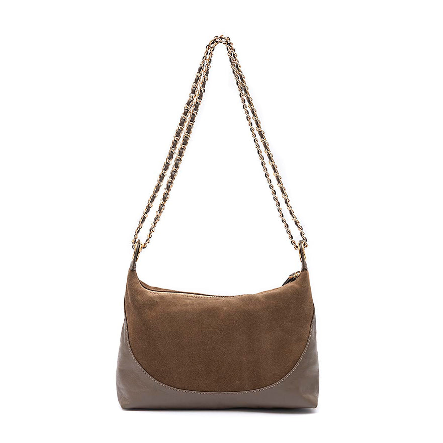 BOLSA DAYSE CROSSBODY PEQUENA CAMURÇA OLIVA OURO
